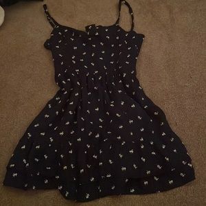 Navy Blue Floral Printed Spring/Summer Dress